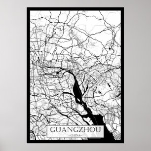 Póster Mapa de Guangzhou China