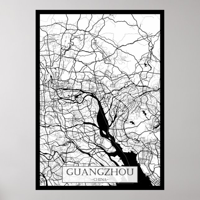 Póster Mapa de Guangzhou China (Frente)