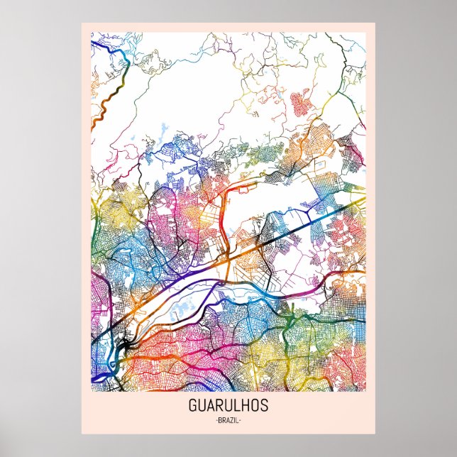 Póster Mapa de Guarulhos Brasil (Frente)