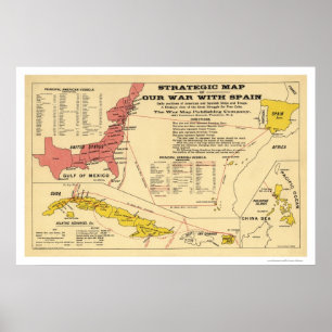 Póster Mapa de Guerra de los Estados Unidos Españoles de