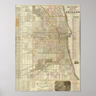 Póster Mapa de guía de Blanchard en Chicago