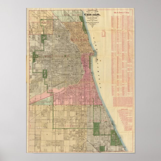 Póster Mapa de guía de Blanchard en Chicago (Frente)