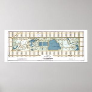 Póster Mapa de guías de Hinrichs de Central Park 1875