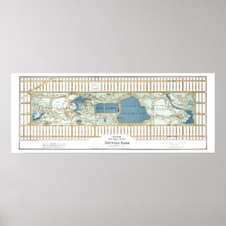 Póster Mapa de guías de Hinrichs de Central Park 1875