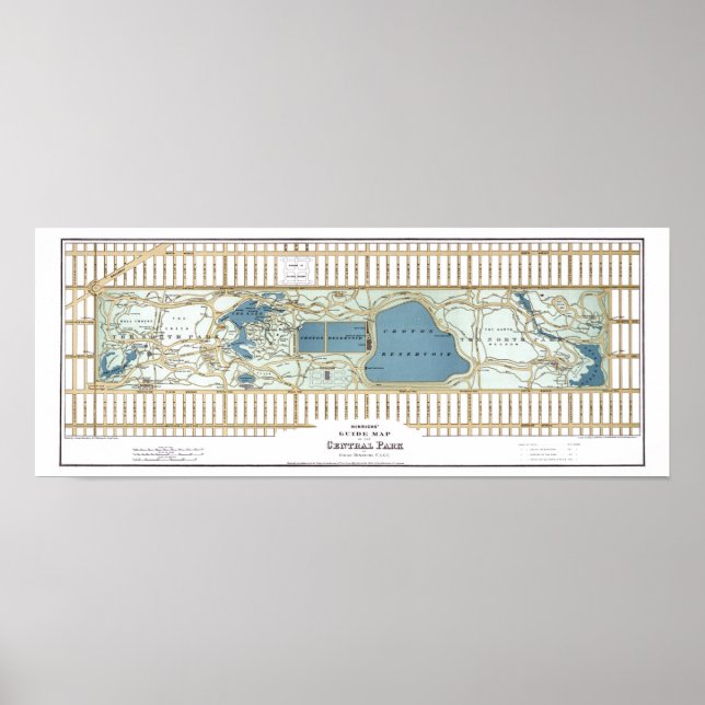Póster Mapa de guías de Hinrichs de Central Park 1875 (Frente)