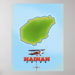 Póster Mapa de Hainan China