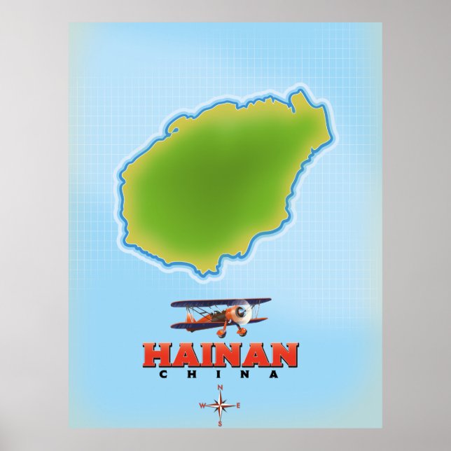 Póster Mapa de Hainan China (Frente)