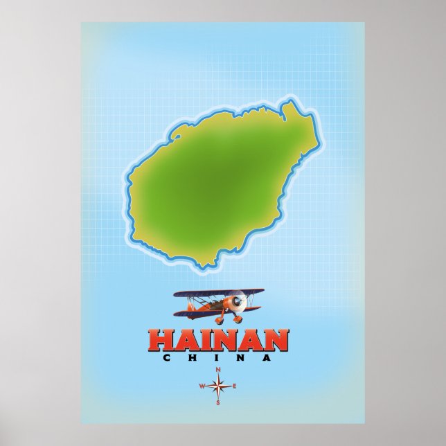 Póster Mapa de Hainan China (Frente)