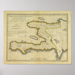 Póster Mapa de Haití de 1814 por Mathew Carey
