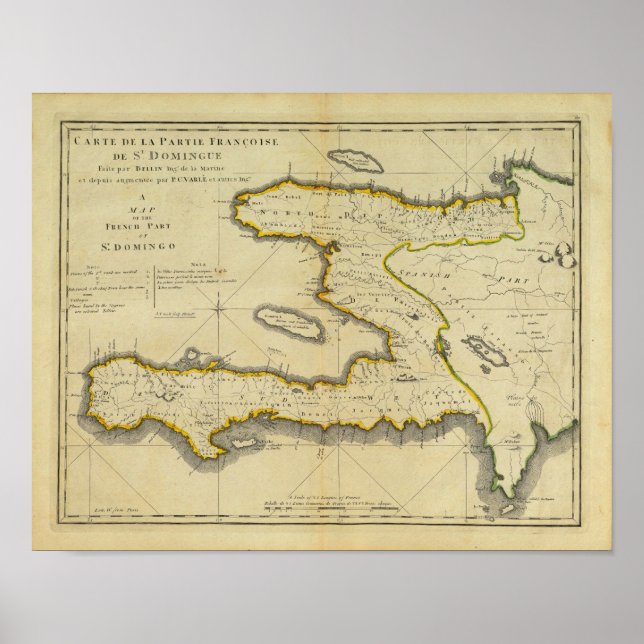 Póster Mapa de Haití de 1814 por Mathew Carey (Frente)