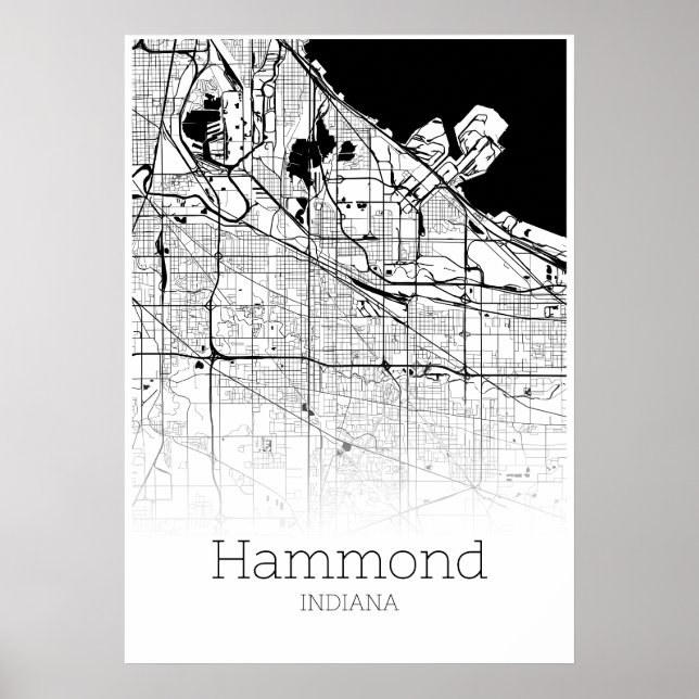 Póster Mapa de Hammond - Indiana - Poster de Mapa de la C (Frente)