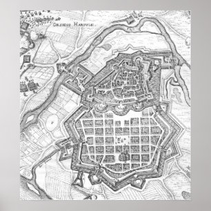 Póster Mapa de Hanau, 1636