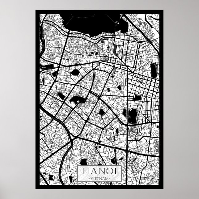 Póster Mapa de Hanoi Vietnam (Frente)