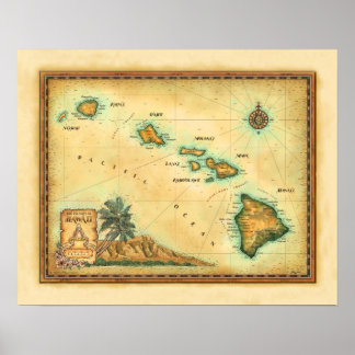 Póster "Mapa de Hawái"