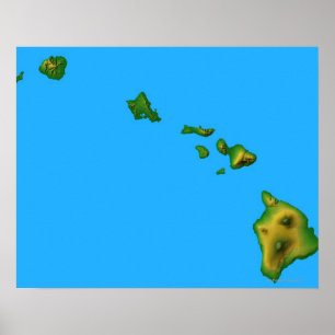 Póster Mapa de Hawái