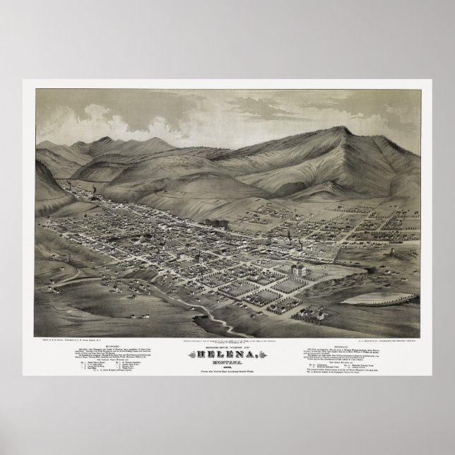 Póster MAPA de HELENA MONTANA 1875 (Frente)