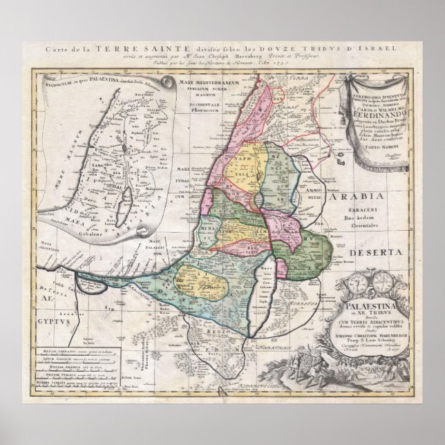 Póster Mapa de herederos de Homann - 1750 (Frente)