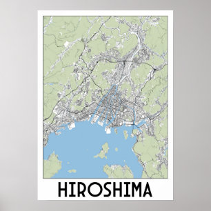 Póster Mapa de Hiroshima, Japón