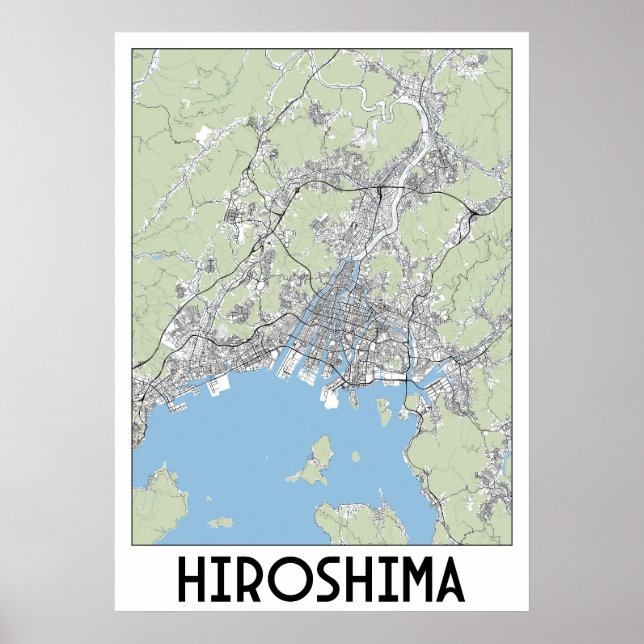 Póster Mapa de Hiroshima, Japón (Frente)