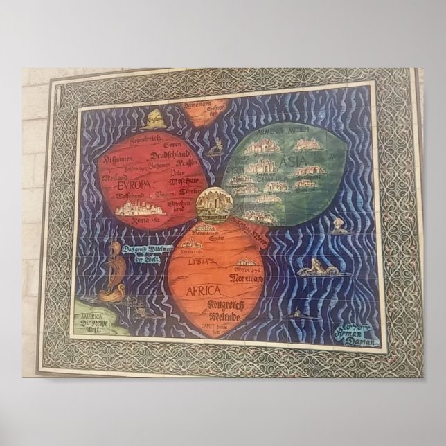 Póster Mapa de hojas de trébol de Bunting 1581 poster (Frente)