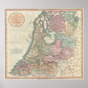 Póster Mapa de Holanda 1799 - por John Cary