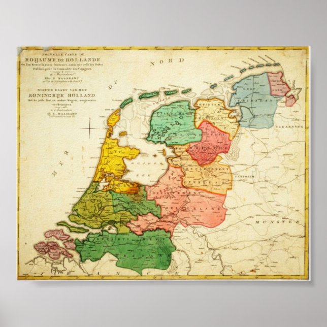 Póster Mapa de Holanda 1809 - Reino de Holanda (Frente)