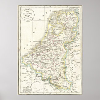 Póster Mapa de Holanda 1832 - Delamarche