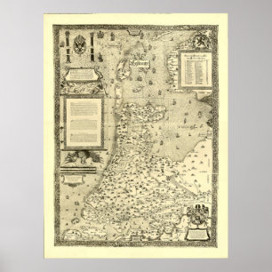 Póster Mapa de Holanda por Jacob van Deventer