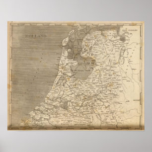 Póster Mapa de Holland por Arrowsmith