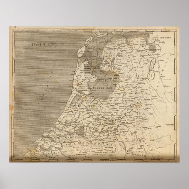 Póster Mapa de Holland por Arrowsmith (Frente)