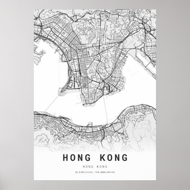 Póster Mapa de Hong Kong (Frente)
