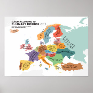 Póster Mapa de horror culinario de Europa