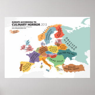 Póster Mapa de horror culinario de Europa