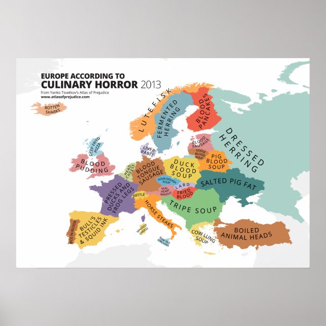 Póster Mapa de horror culinario de Europa (Frente)