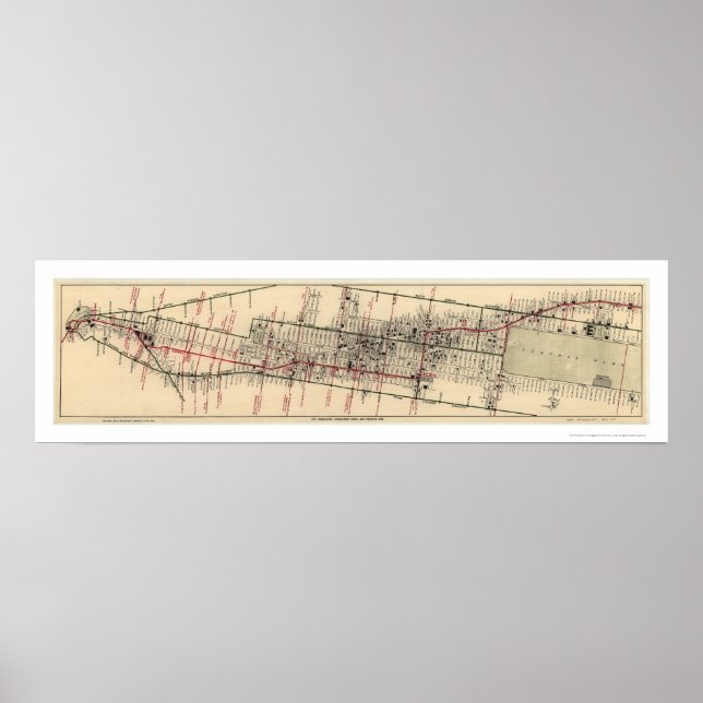 Póster Mapa de hoteles y teatros en Manhattan 1906 (Frente)
