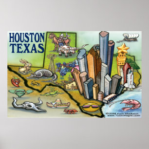 Póster Mapa de Houston TEXAS