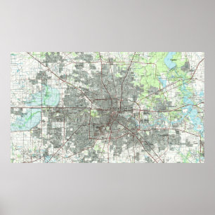 Póster Mapa de Houston Texas (1992)