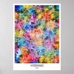 Póster Mapa de Hyderabad India