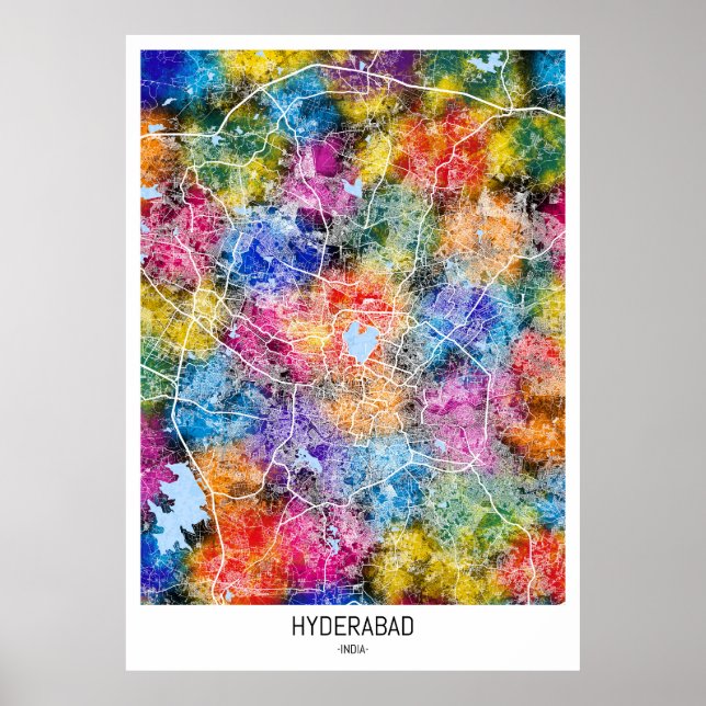 Póster Mapa de Hyderabad India (Frente)