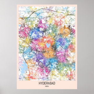 Póster Mapa de Hyderabad India