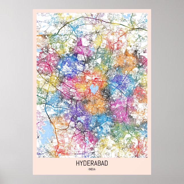 Póster Mapa de Hyderabad India (Frente)
