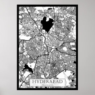 Póster Mapa de Hyderabad Telangana