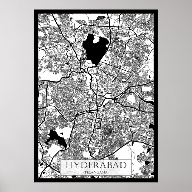 Póster Mapa de Hyderabad Telangana (Frente)