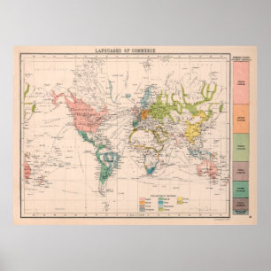 Póster Mapa de idiomas del mundo antiguo (1907)