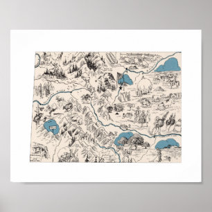 Póster Mapa de imágenes antiguas de Colorado