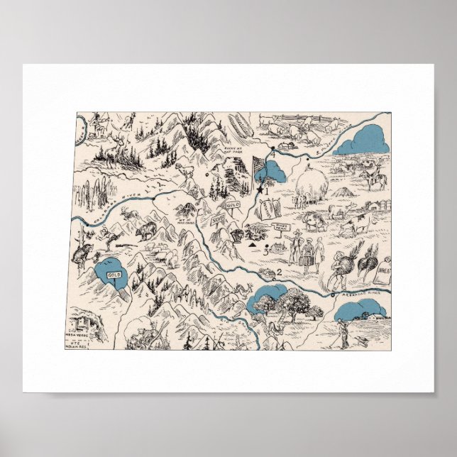 Póster Mapa de imágenes de época de Colorado Coloradan (Frente)