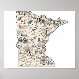 Póster Mapa de imágenes de la época de Minnesota
