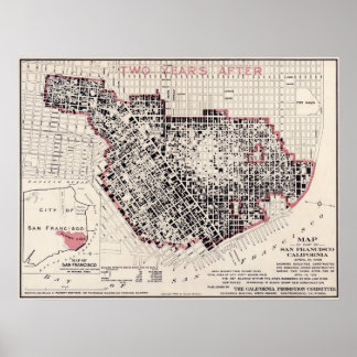 Póster Mapa de incendios de San Francisco - 1908 (Punnet