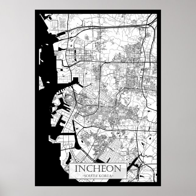 Póster Mapa de Incheon Corea del Sur (Frente)
