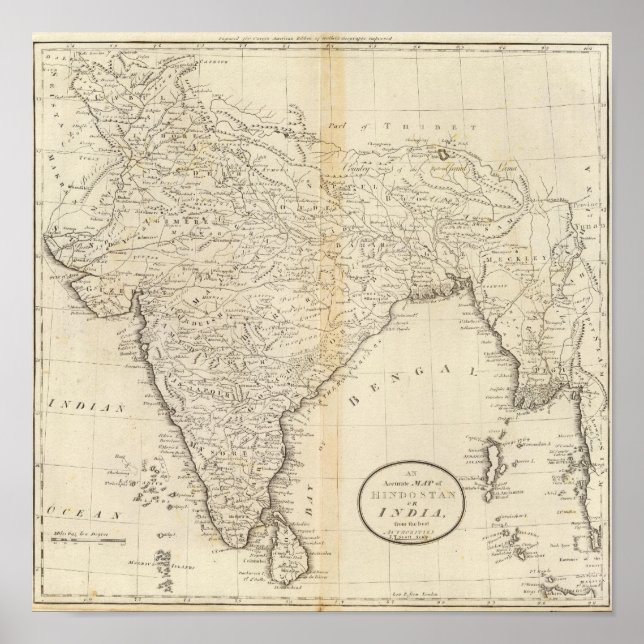 Póster Mapa de India (Frente)